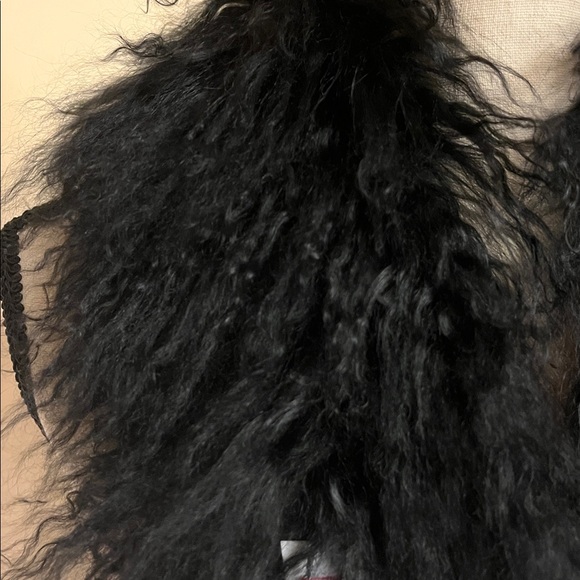 Black real sheep fur collar, new! Beautiful addition to the coat, sweater - Picture 3 of 14